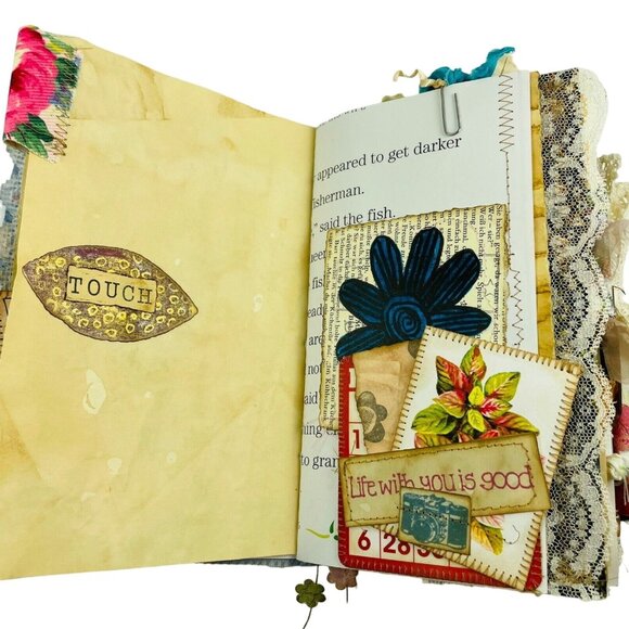 Handmade Junk Journal Blank 60 Pages Vintage Modern Mixed Pages Inc Ephemera u - Picture 7 of 11